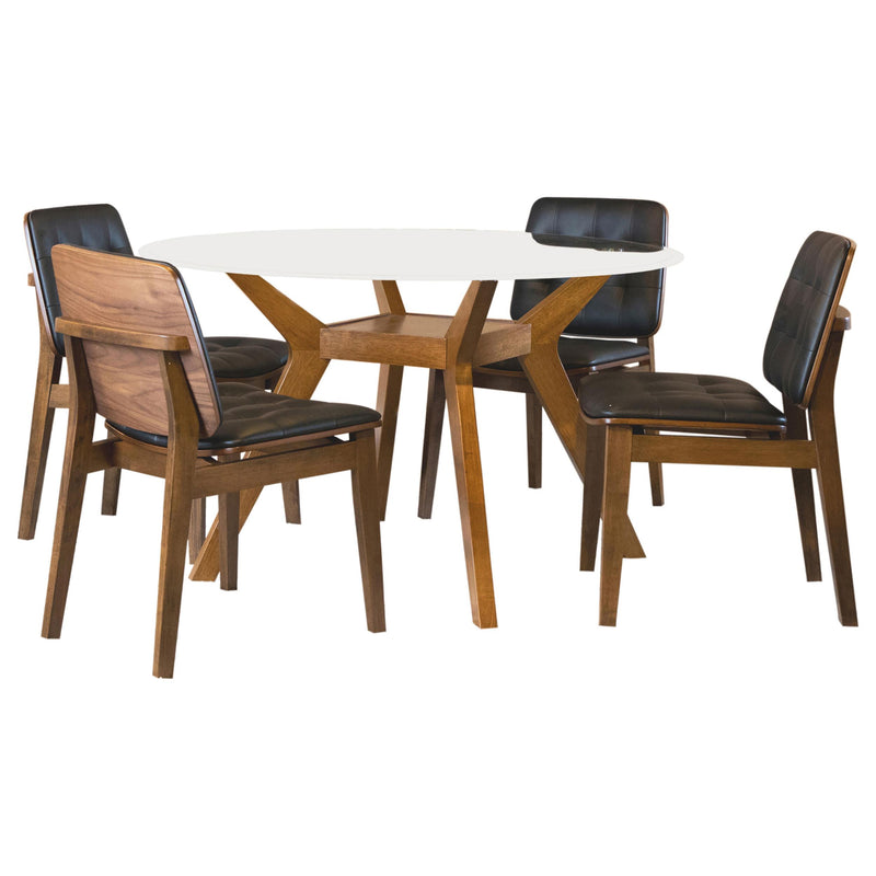 Paxton 5-piece Round Glass Top Dining Table Set Brown - alternate view
