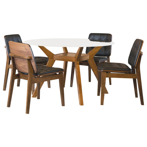 Paxton 5-piece Round Glass Top Dining Table Set Brown - alternate view