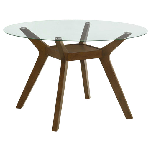 Paxton Round 48-inch Glass Top Wood Dining Table Brown - alternate view