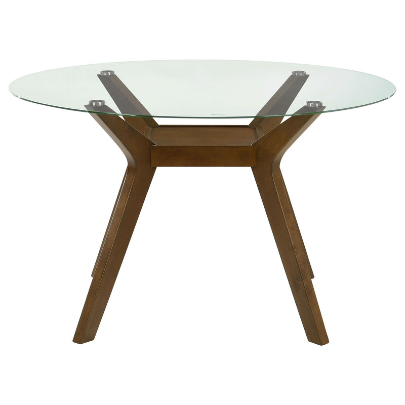 Paxton Round 48-inch Glass Top Wood Dining Table Brown - detail 3