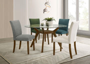 Paxton Round 48-inch Glass Top Wood Dining Table Brown - detail 7
