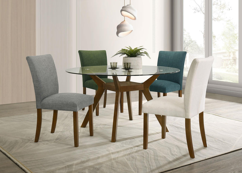 Paxton Round 48-inch Glass Top Wood Dining Table Brown - detail 7