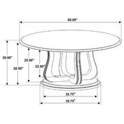 Trofello Round 60-inch Pedestal Dining Table White Washed - detail 6