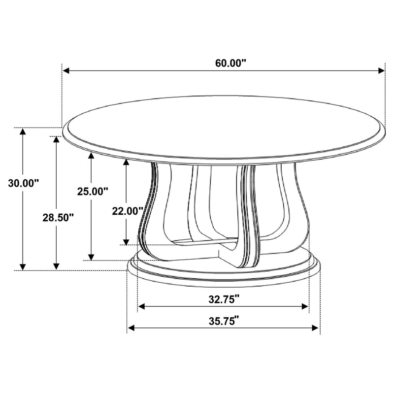 Trofello Round 60-inch Pedestal Dining Table White Washed - detail 6