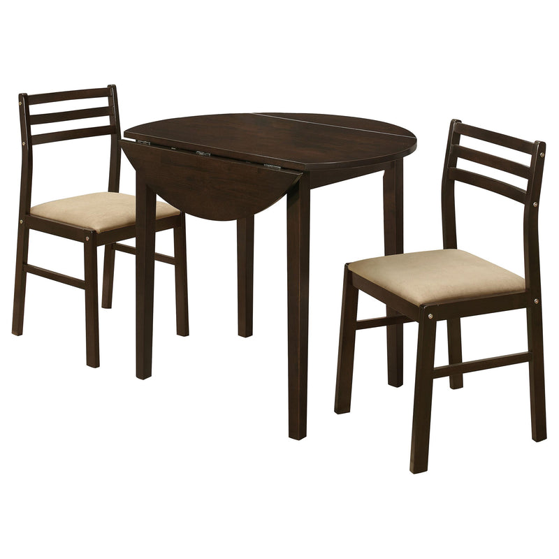 Bucknell 3-piece Round Drop Leaf Dining Table Set Cappuccino - detail 3