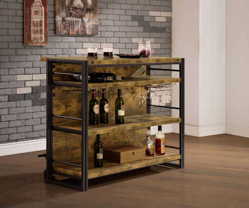 Renaldi 3-shelf Home Bar Wine Cabinet Rustic Nutmeg - alternate view