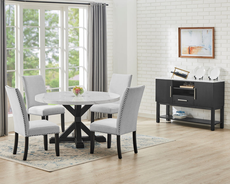 Crownmark Varley Round Dining Set - Marble