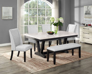Crownmark Varley Genuine Marble Dining Set 6-Piece Dining Set