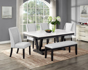 Crownmark Varley Genuine Marble Dining Set 6-Piece Dining Set