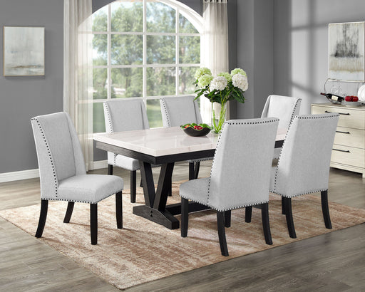 Crownmark Varley Genuine Marble Dining Set 7-Piece Dining Set