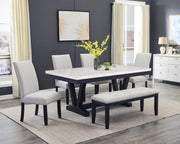 Crownmark Varley Genuine Marble Dining Set 6-Piece Dining Set