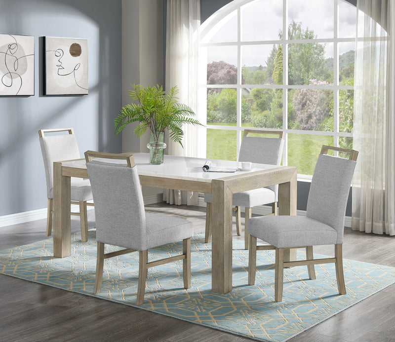 Crownmark Hazel Dining Set - Genuine Marble 5-Piece Dining Set