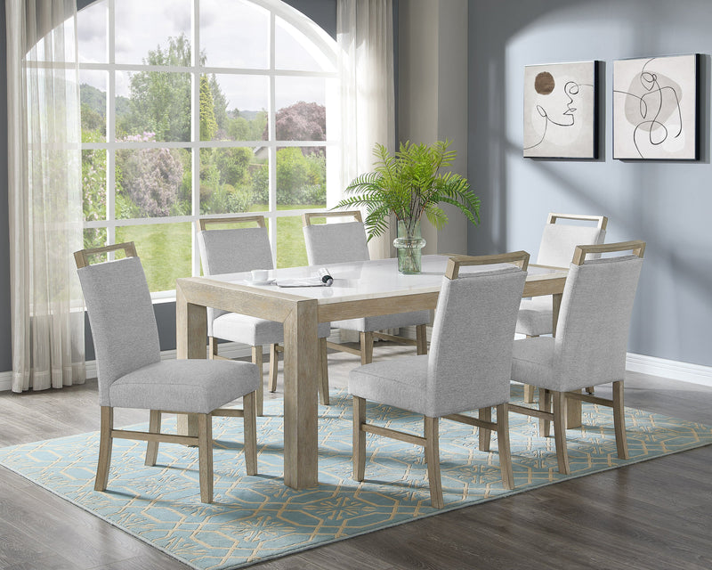 Crownmark Hazel Dining Set - Genuine Marble 7-Piece Dining Set