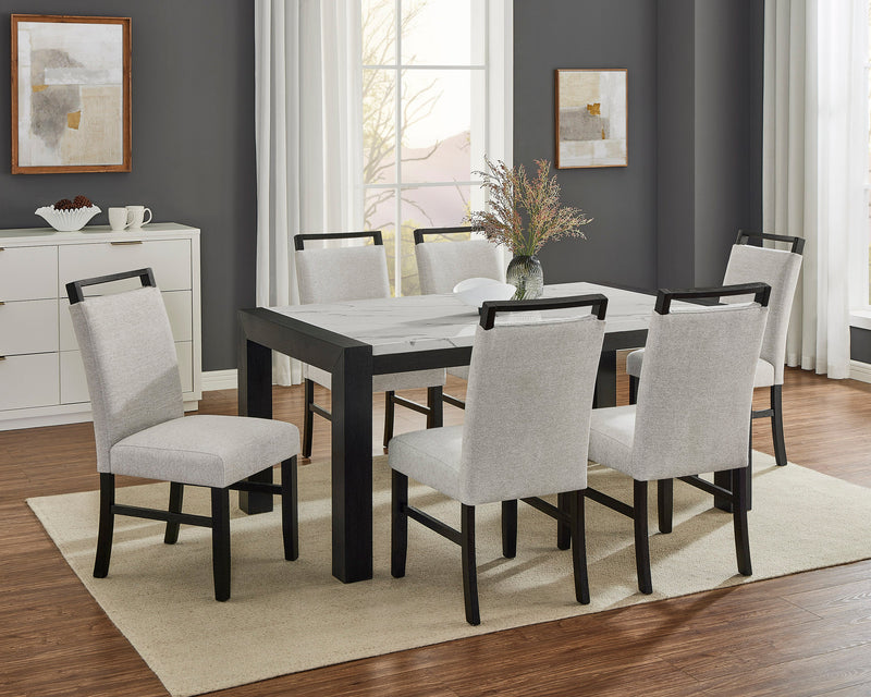Crownmark Jules Dining Set - Faux Marble 7-Piece Dining Set