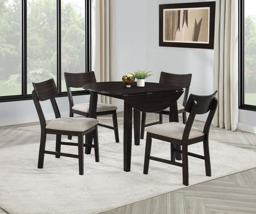 Catley 5-piece Round Drop Leaf Dining Table Set Dark Coffee - alternate view