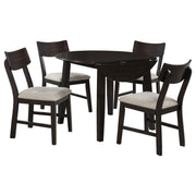 Catley 5-piece Round Drop Leaf Dining Table Set Dark Coffee - detail 4