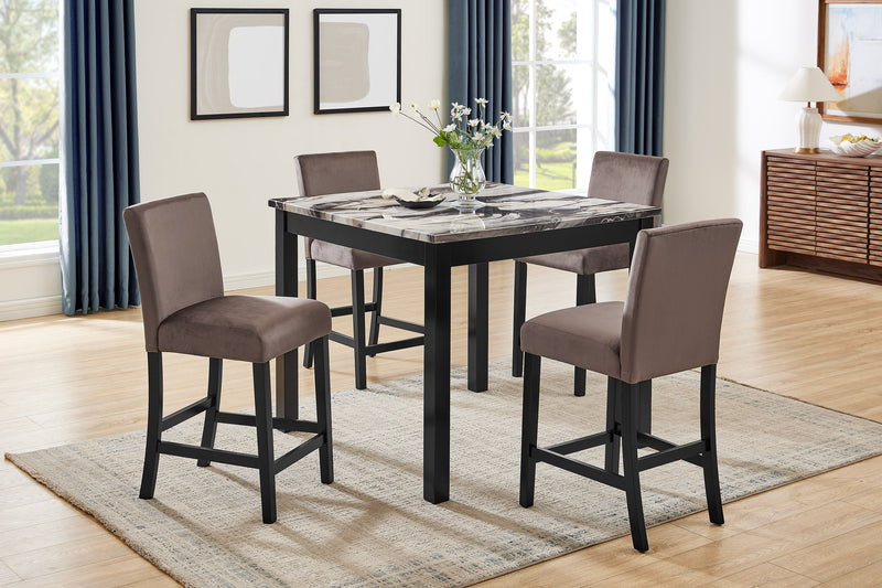 Lennon 5-Pc Counter Height Set - Faux Marb Brown