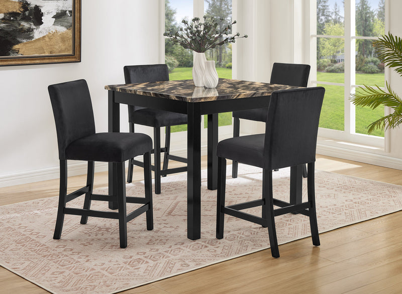 Lennon 5-Pc Counter Set - Faux Marble Gold/Black