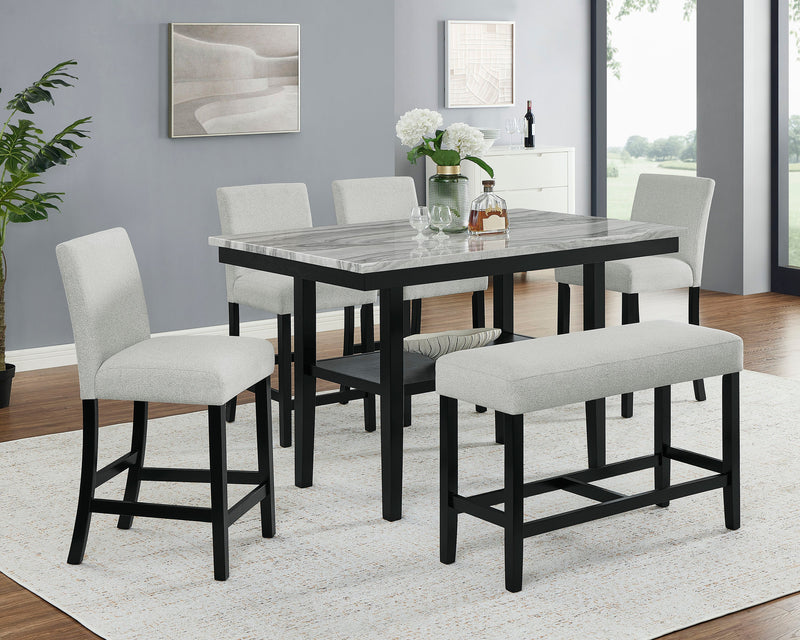 Crownmark Marbel Counter Height 6-Piece Dining Set