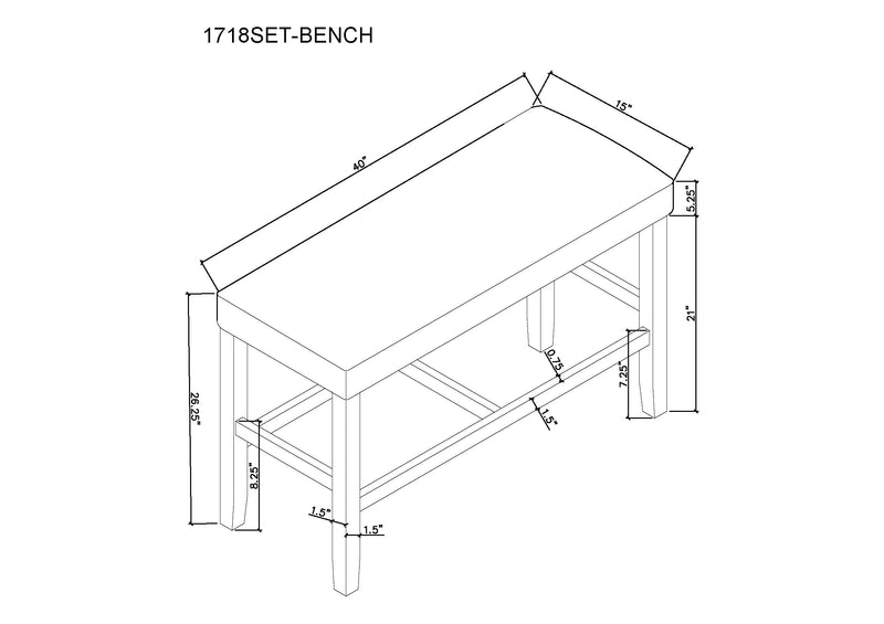 Marbel Counter Height Bench Dove
