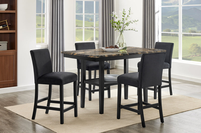 Marbel 5-Pc Faux Marble Counter Height Set
