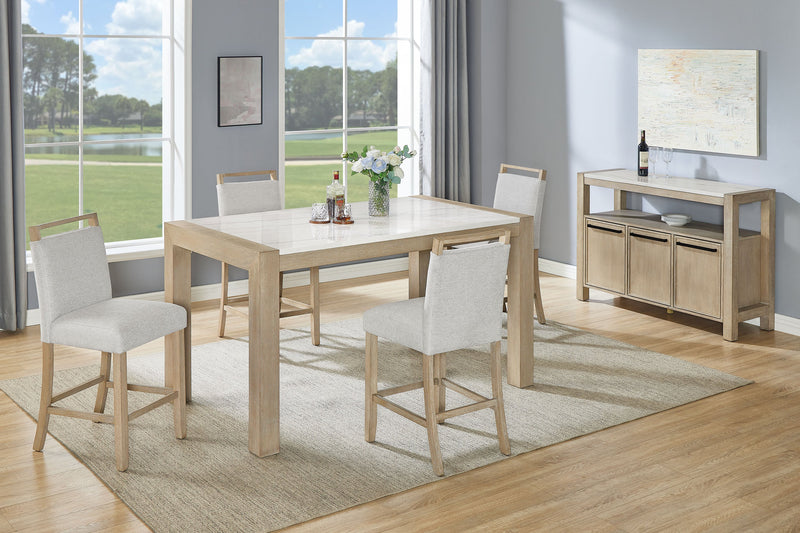 Hazel Genuine Marble Counter Height Set