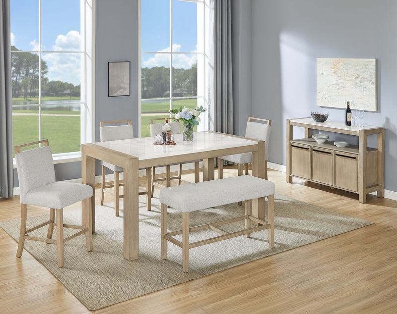 Crownmark Hazel Genuine Marble Counter Height Set