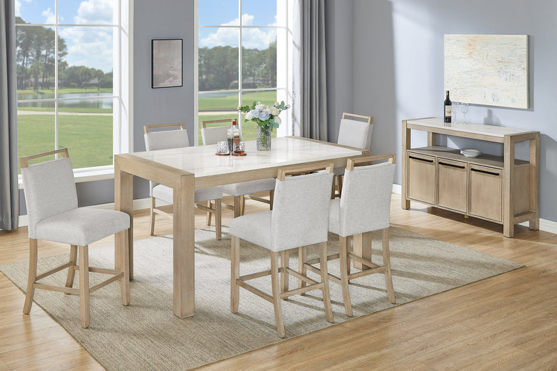Hazel Genuine Marble Counter Height Set