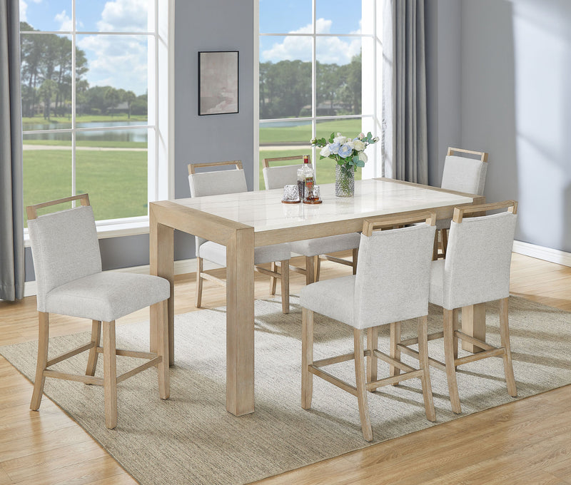 Hazel Genuine Marble Counter Height Set