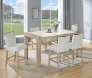 Crownmark Hazel Genuine Marble Counter Height Set 7-Piece Dining Set