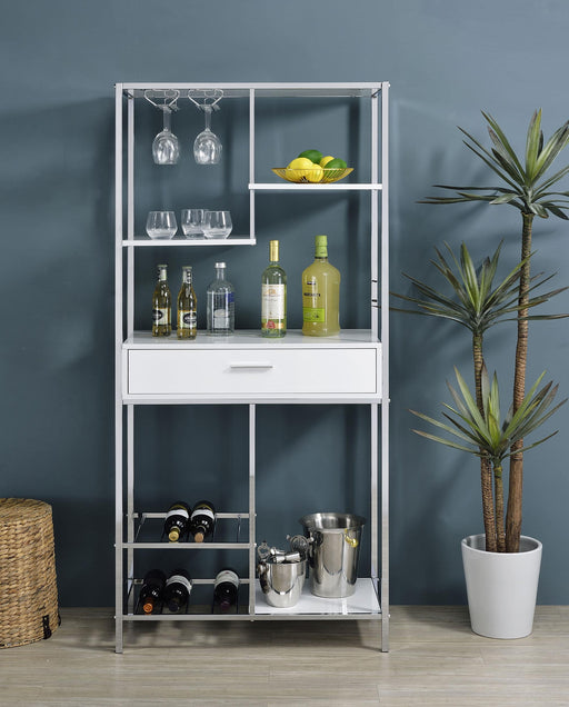Figueroa 5-shelf LED Wine Storage Bar Cabinet White High Gloss - alternate view