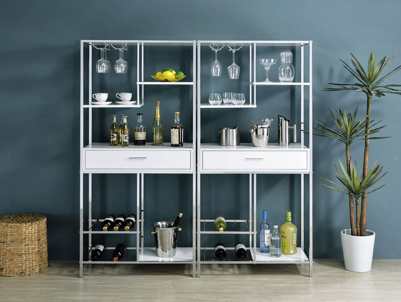 Figueroa 5-shelf LED Wine Storage Bar Cabinet White High Gloss - detail 3