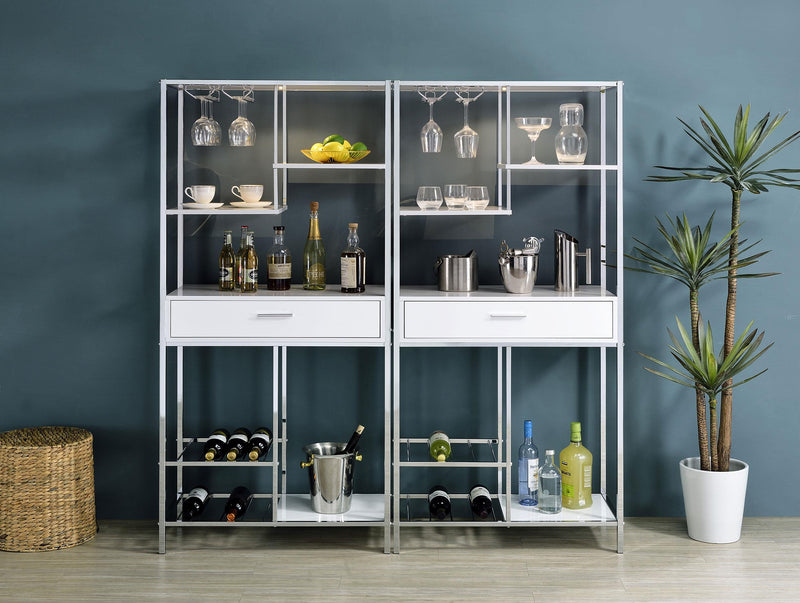 Figueroa 5-shelf LED Wine Storage Bar Cabinet White High Gloss - detail 4