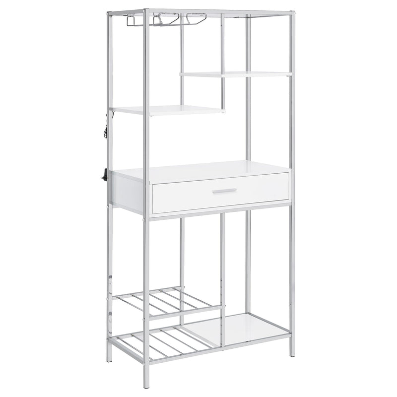 Figueroa 5-shelf LED Wine Storage Bar Cabinet White High Gloss - detail 5