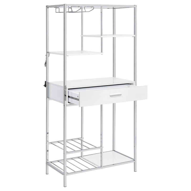 Figueroa 5-shelf LED Wine Storage Bar Cabinet White High Gloss - detail 6
