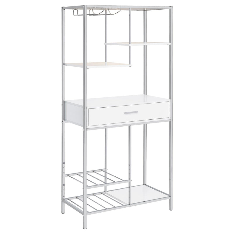 Figueroa 5-shelf LED Wine Storage Bar Cabinet White High Gloss - detail 7