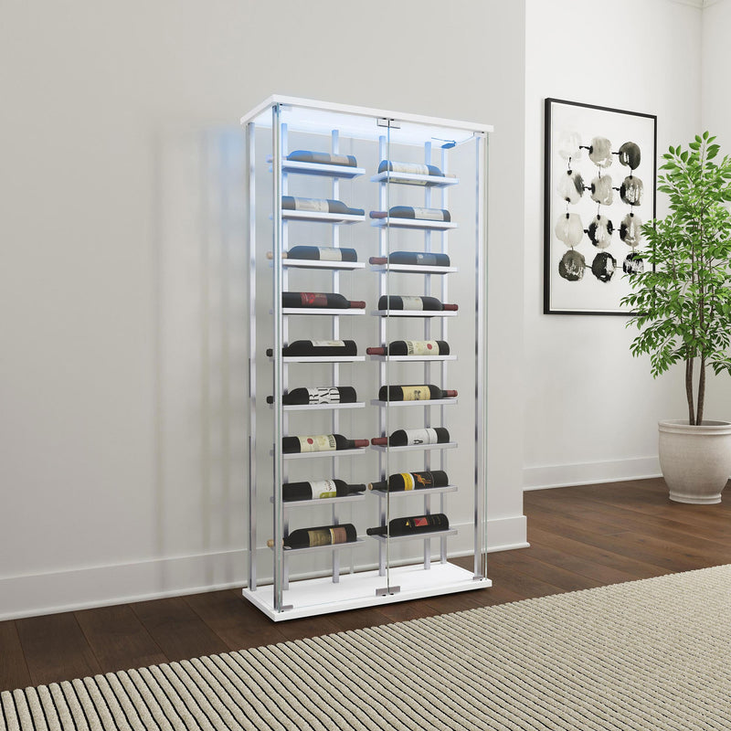 Montara Tempered Glass Wine Storage LED Curio Cabinet Chrome - alternate view