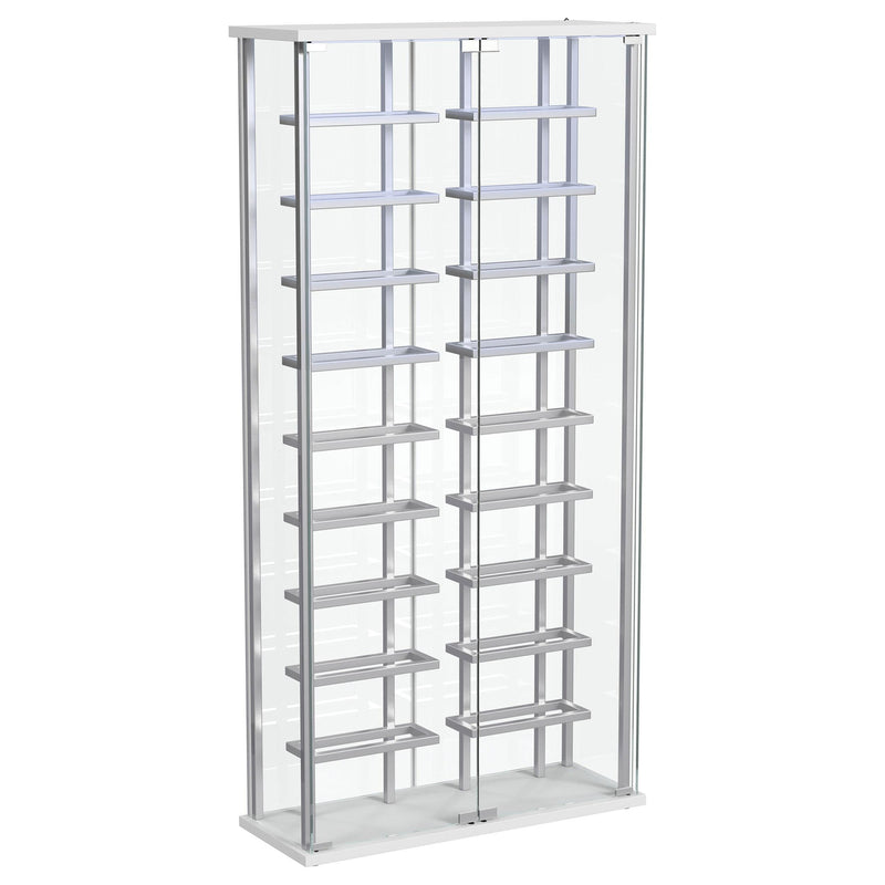 Montara Tempered Glass Wine Storage LED Curio Cabinet Chrome - detail 4
