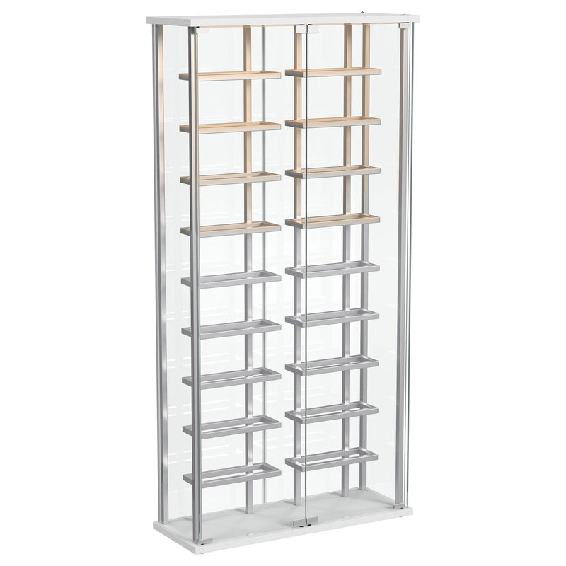 Montara Tempered Glass Wine Storage LED Curio Cabinet Chrome - detail 5