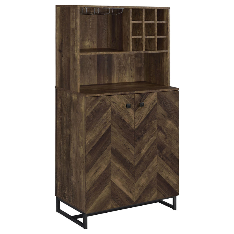 Mendoza 2-door Home Bar Cabinet Wine Storage Rustic Oak - alternate view