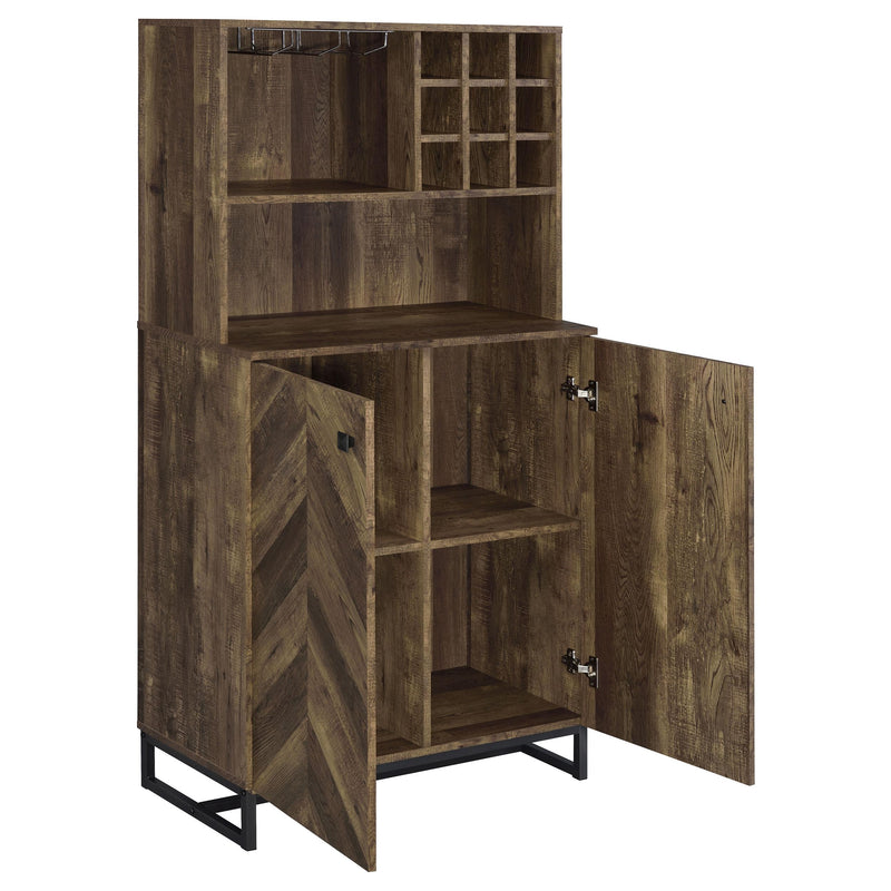 Mendoza 2-door Home Bar Cabinet Wine Storage Rustic Oak - detail 3
