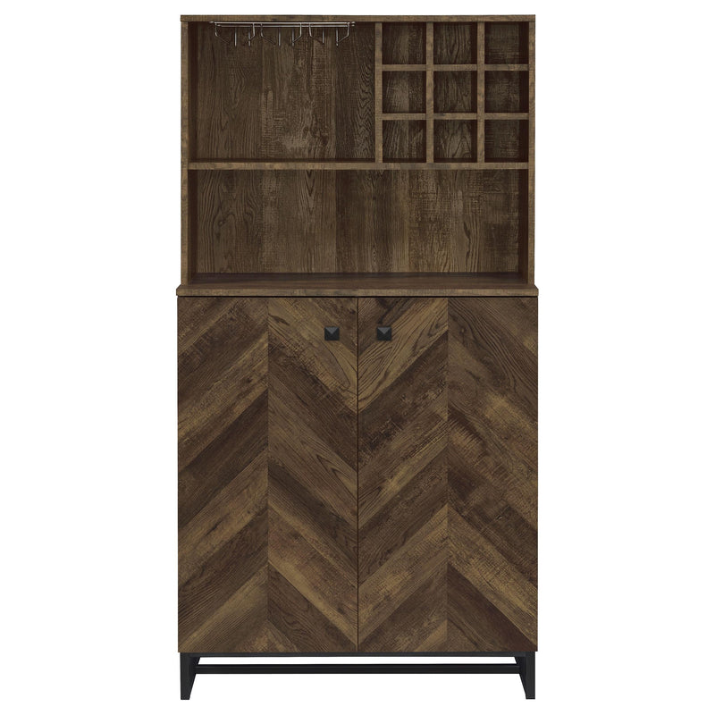 Mendoza 2-door Home Bar Cabinet Wine Storage Rustic Oak - detail 4