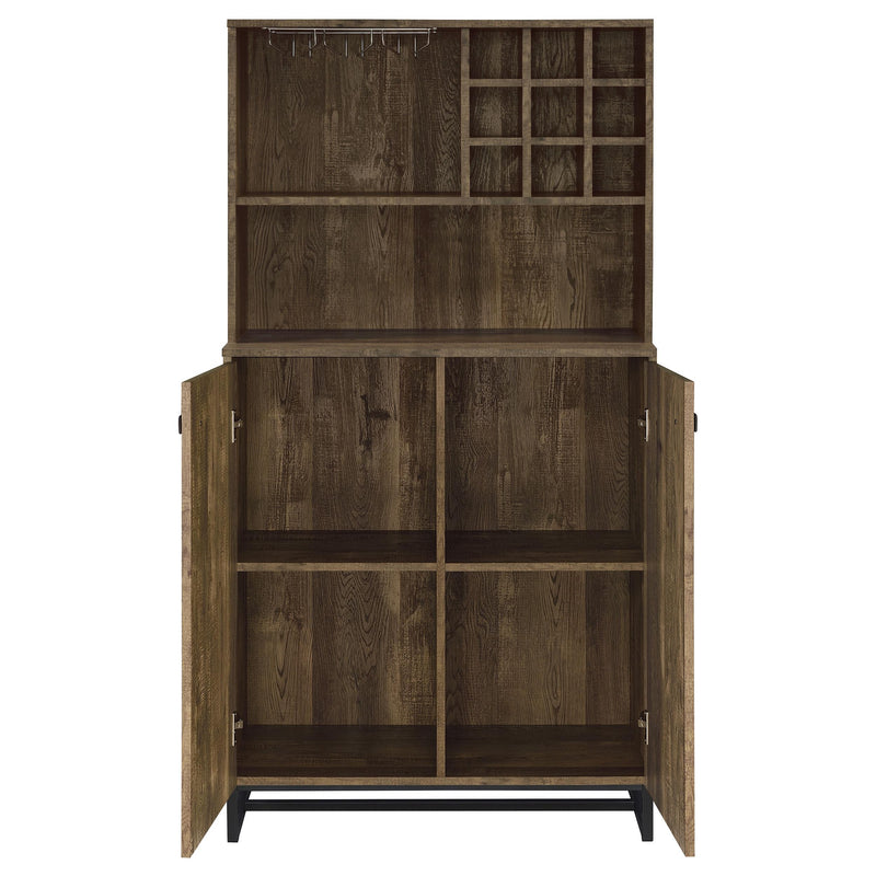 Mendoza 2-door Home Bar Cabinet Wine Storage Rustic Oak - detail 5