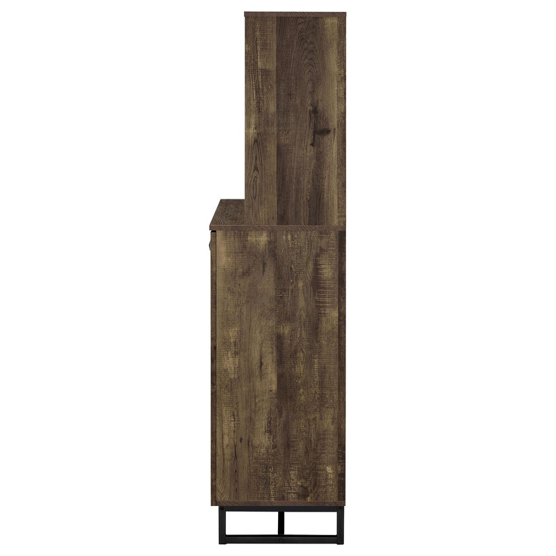 Mendoza 2-door Home Bar Cabinet Wine Storage Rustic Oak - detail 6