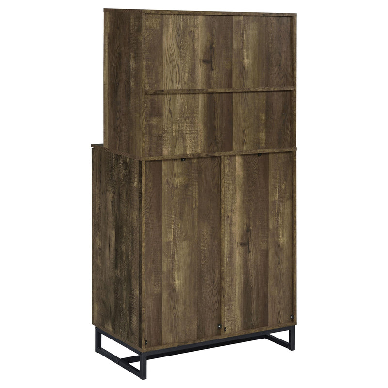 Mendoza 2-door Home Bar Cabinet Wine Storage Rustic Oak - detail 7