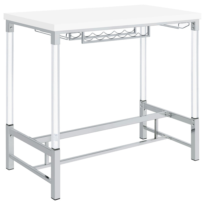 Norcrest 47-inch Acrylic Leg Bar Table White High Gloss - alternate view