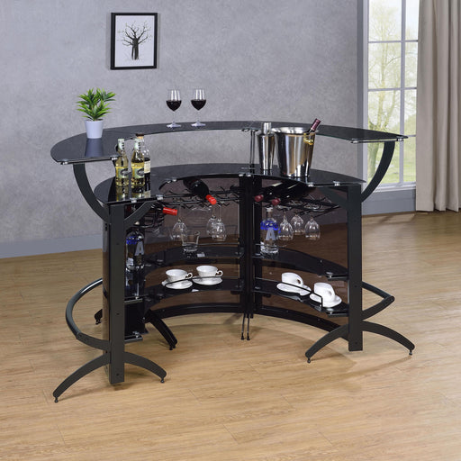 Dallas 3-piece Curved Freestanding Home Bar Cabinet Black - alternate view