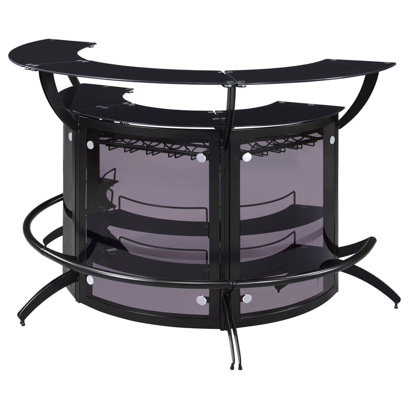 Dallas 3-piece Curved Freestanding Home Bar Cabinet Black - detail 5