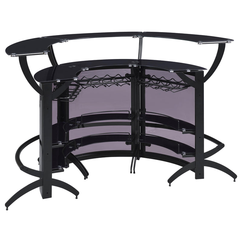 Dallas 3-piece Curved Freestanding Home Bar Cabinet Black - detail 7