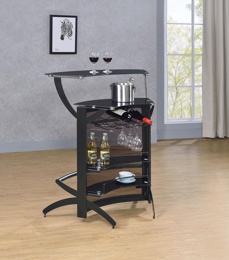 Dallas 2-shelf Curved Freestanding Home Bar Cabinet Black - alternate view